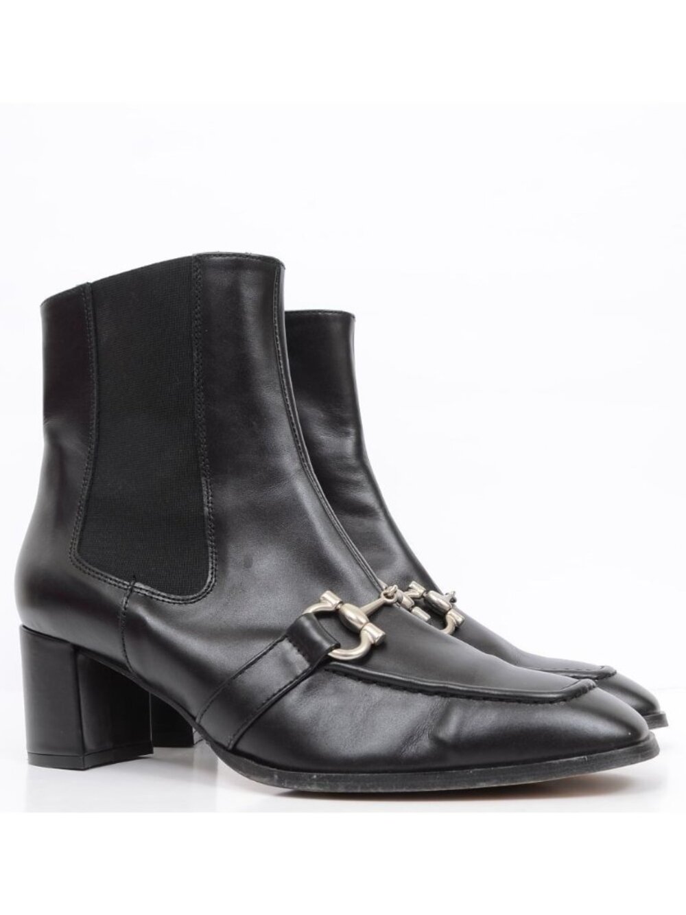 Renatta Made in Spain Womens 9 Black Leather Horsebit Ankle Heeled Dressy Boots